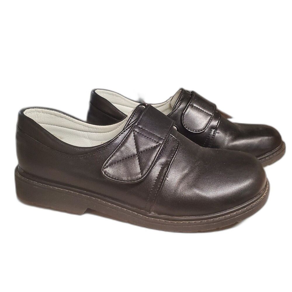 Oxford Shoes Kids Size 3.5 US Shiny Black Easy On Hook & Eye